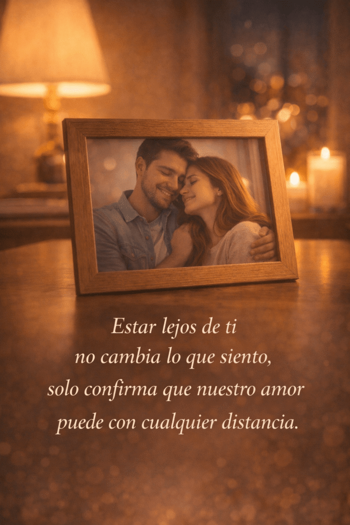 Imagen con frase de paciencia y amor fuerte para esposos separados por kilómetros.