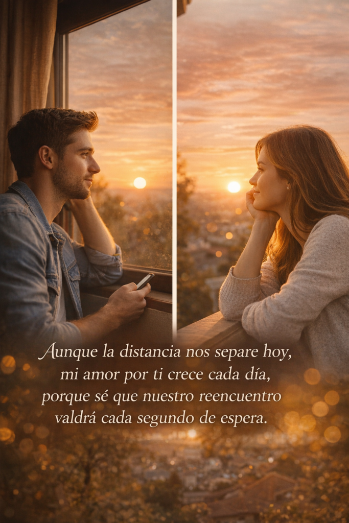 Imagen de amor para mi esposo que está lejos con frase sobre la esperanza del reencuentro